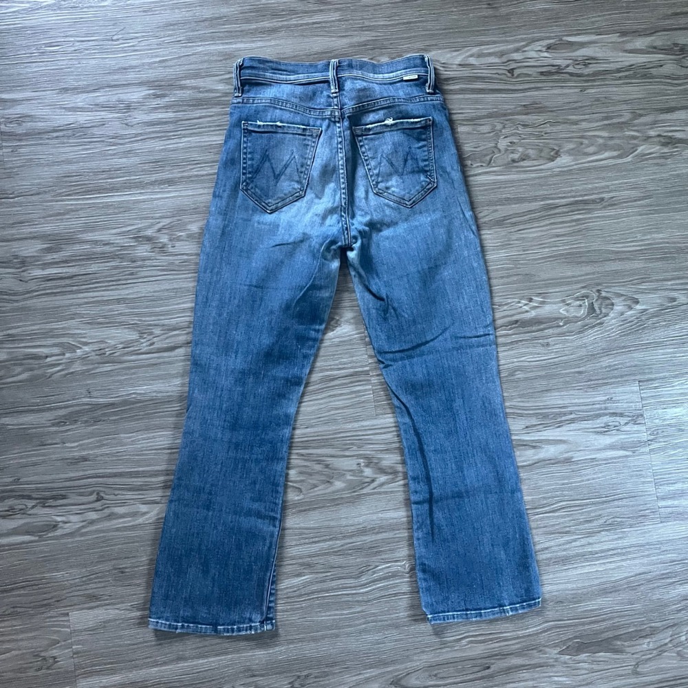 Mother The Insider Crop Jeans Double Trouble High Rise Bootcut Blue Size 25